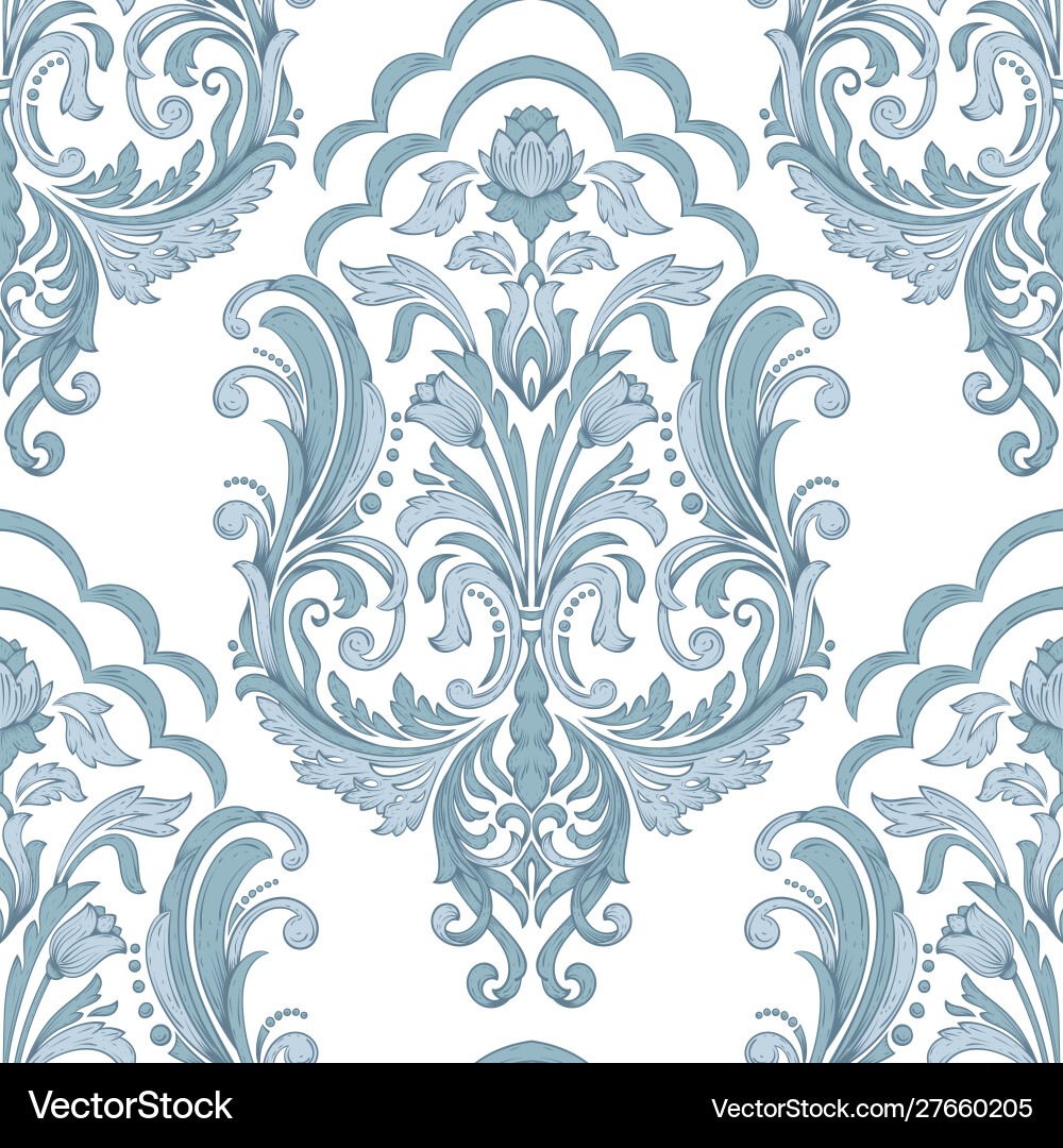 Damask seamless pattern element classical Damask seamless pattern element classical vector image