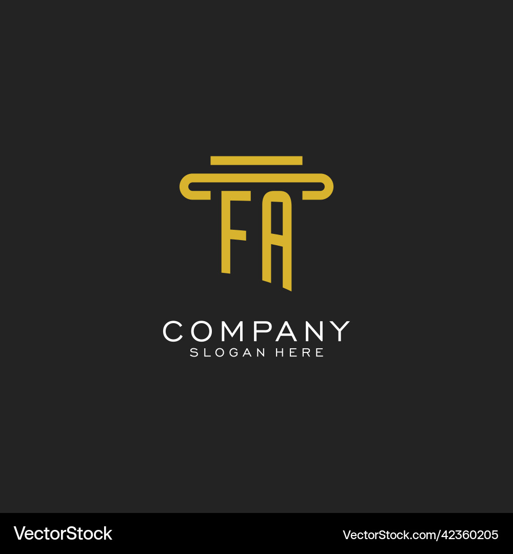 Fa initial logo with simple pillar style design Vector Image