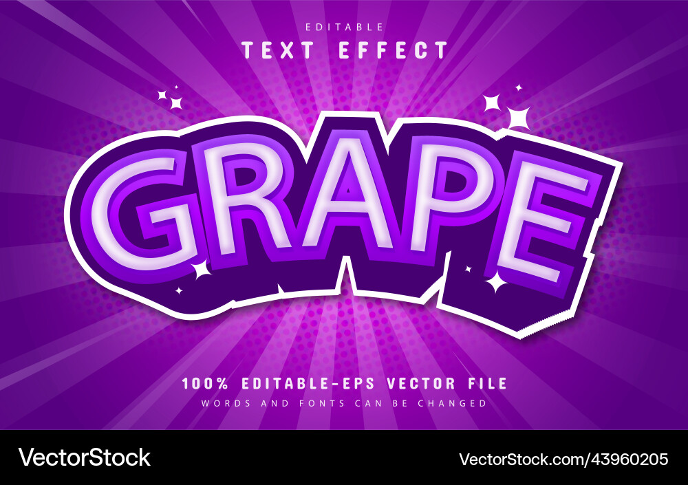 Grape cartoon text effect Grape cartoon text effect vector image