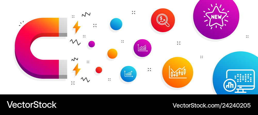 Graph currency audit and chart icons set new Graph currency audit and chart icons set new vector image