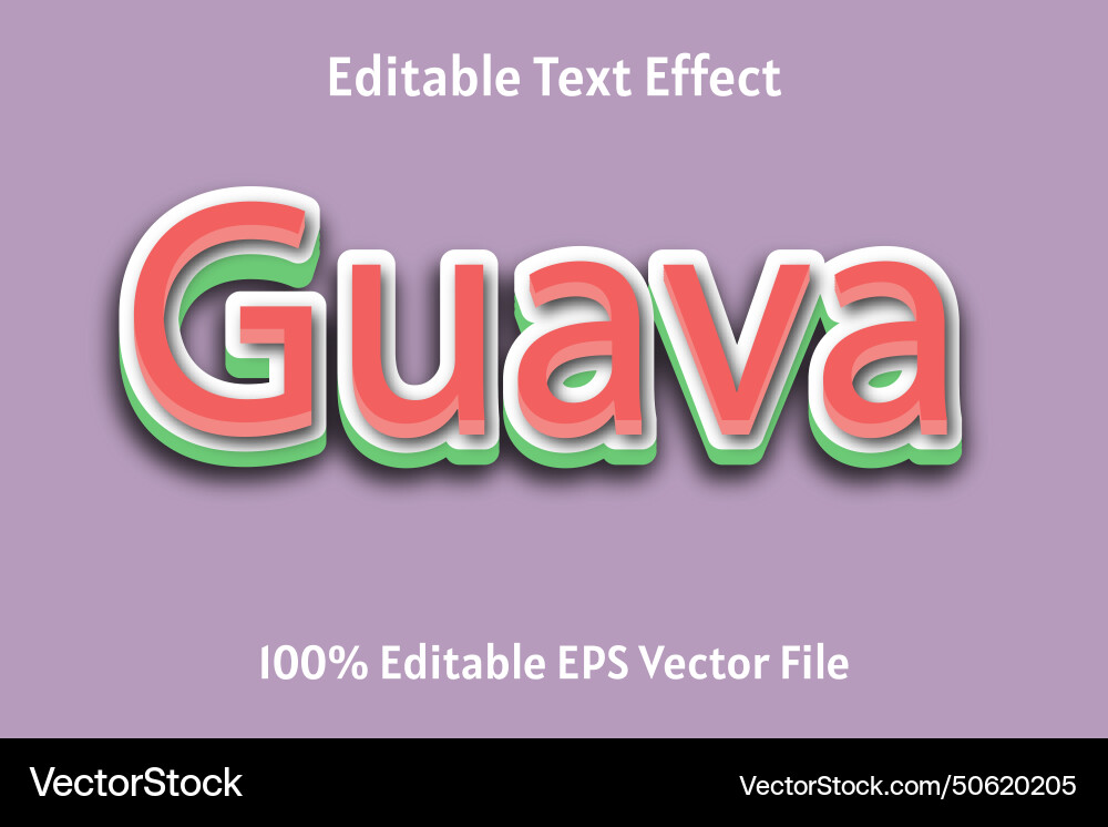 Guava editable text effect 3 d emboss gradient Vector Image