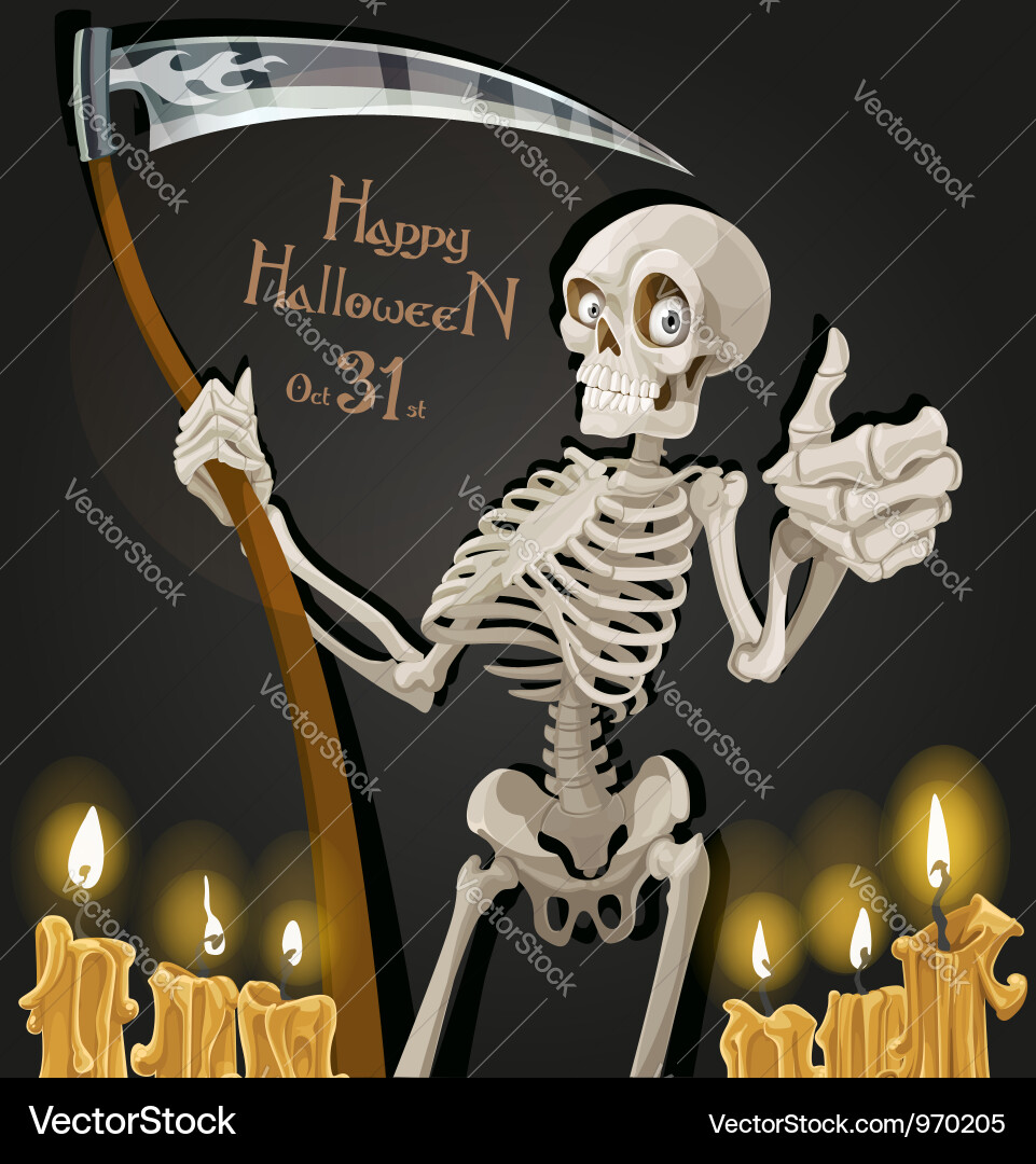 Halloween Skeleton with Scythe vector image