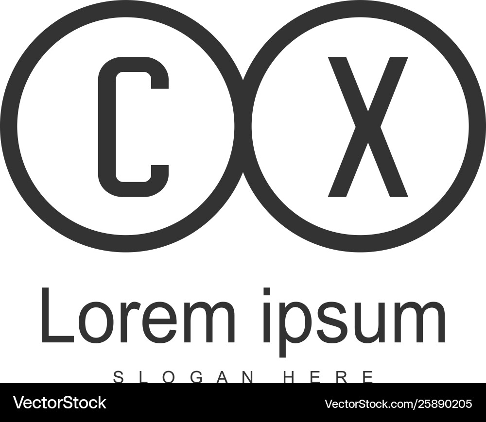 Initial cx logo template with modern frame Vector Image