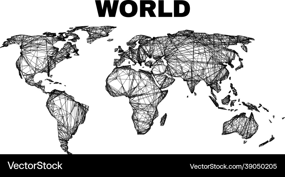 Linear irregular mesh world map Linear irregular mesh world map Vector Image