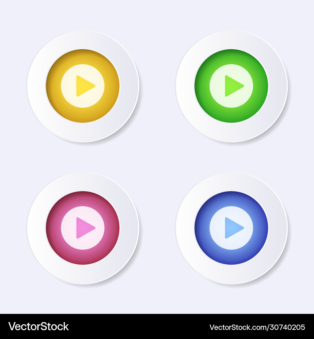 Modern 3d website play button icons Modern 3d website play button icons vector image