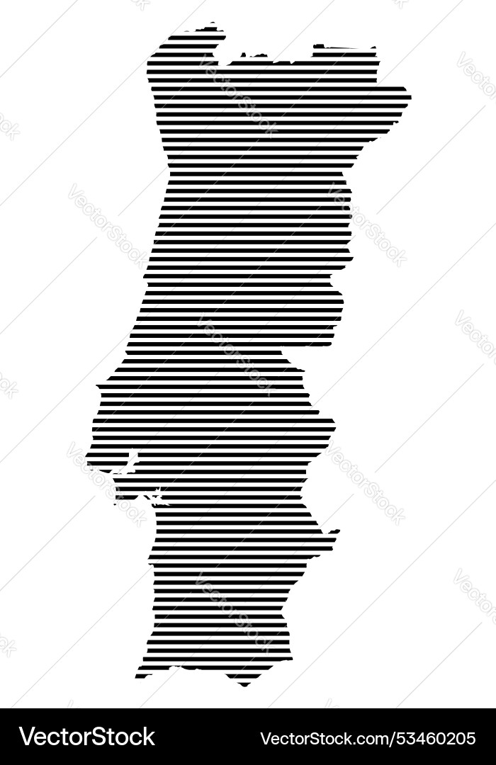 Portugal map with a lined pattern vector image