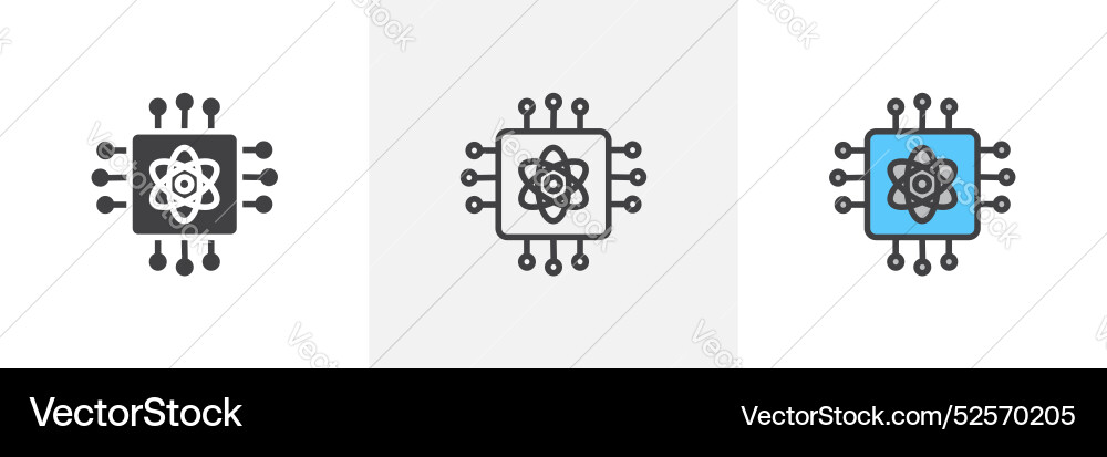 Quantum computing icon set on white background vector image