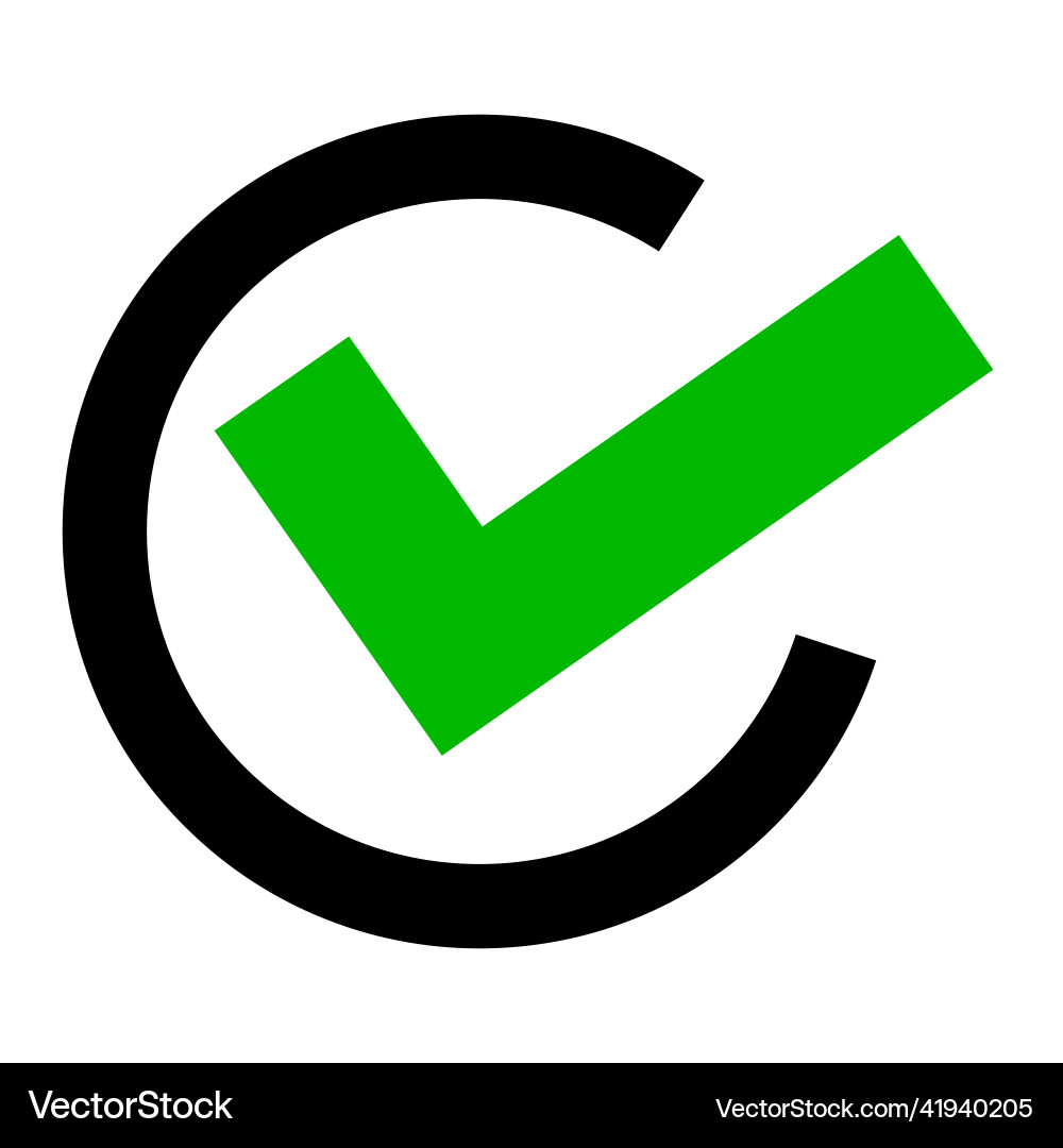 Round check mark icon of decision and confirmation Round check mark icon of decision and confirmation vector image