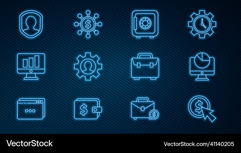 Set line cursor and coin computer monitor Set line cursor and coin computer monitor vector image
