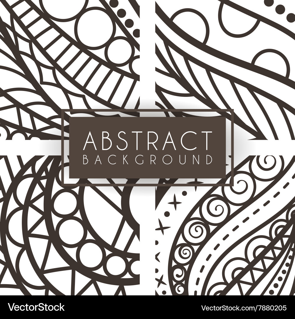 Set of four monochrome intricate patterns Vector Image