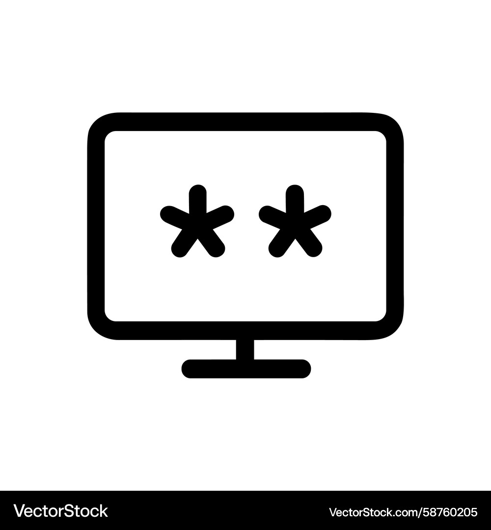 Star Password Input Monitor Vector Image