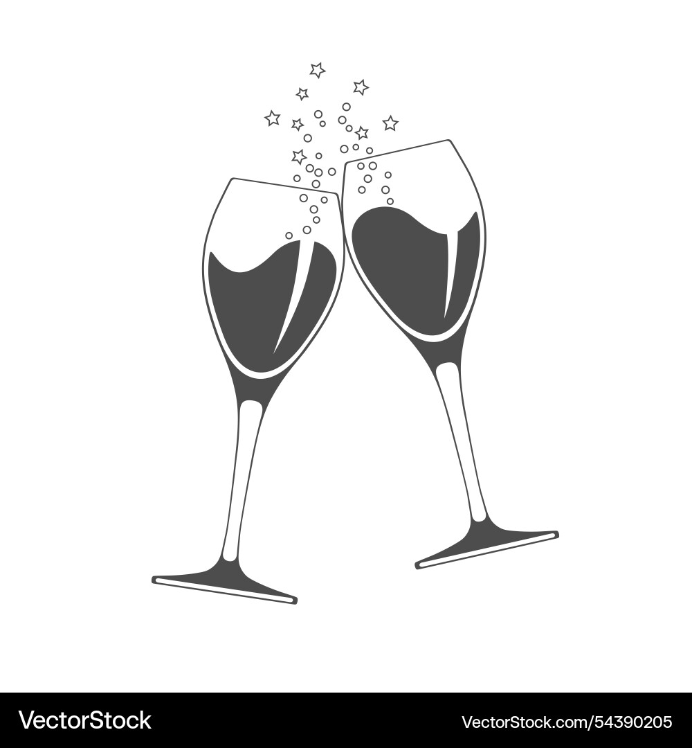 Two clinking glasses icon symbol sign pictogram Two clinking glasses icon symbol sign pictogram vector image