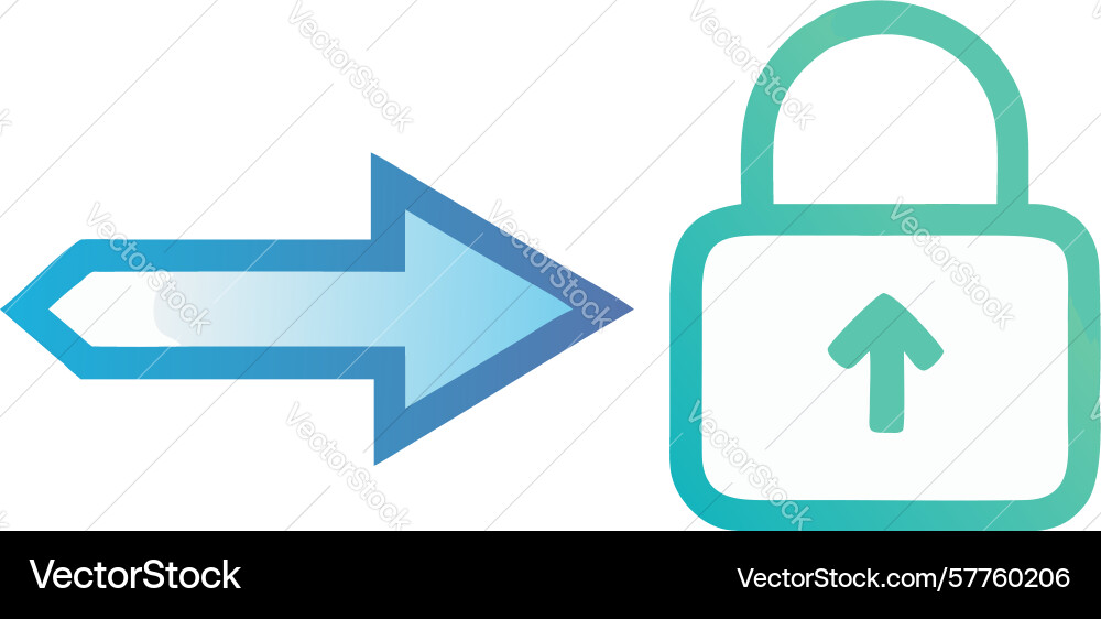 Arrow entering padlock for secure upload access vector image