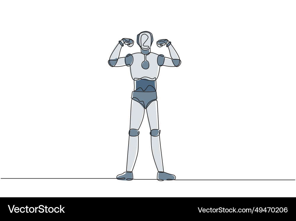 Continuous one line drawing robot with gestures Continuous one line drawing robot with gestures vector image