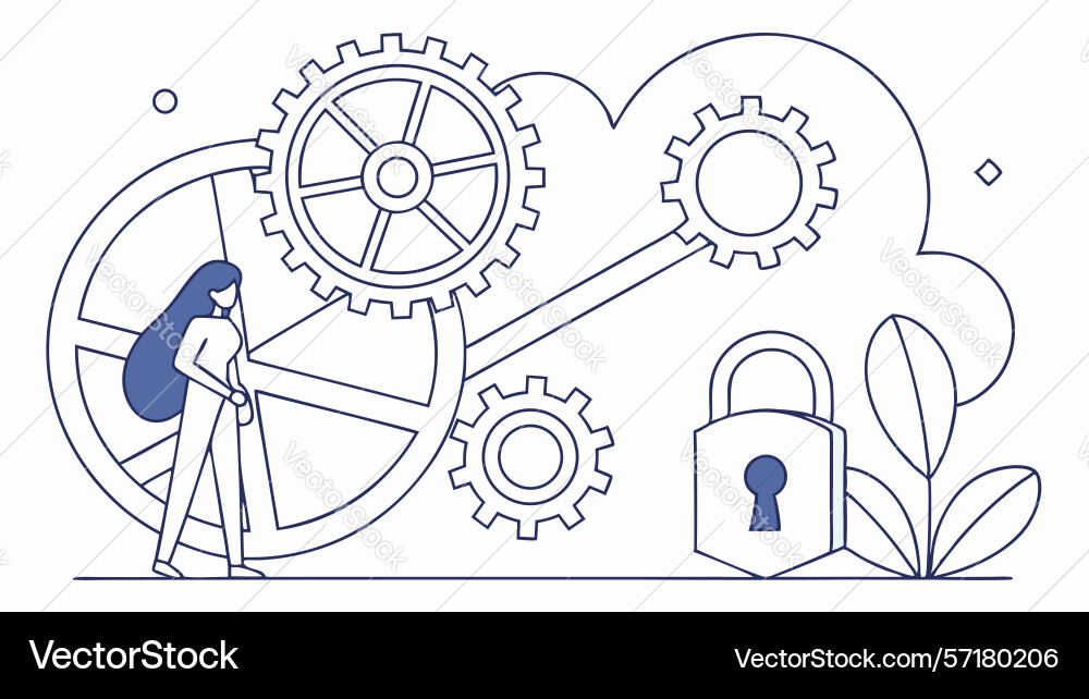 Digital security and system protection solution vector image