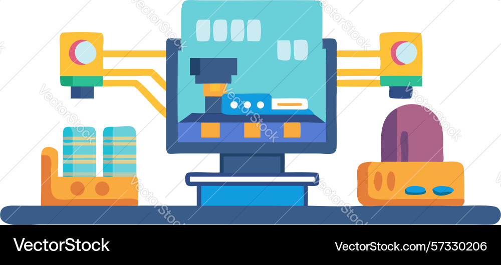 Digital workflow data integration process design vector image