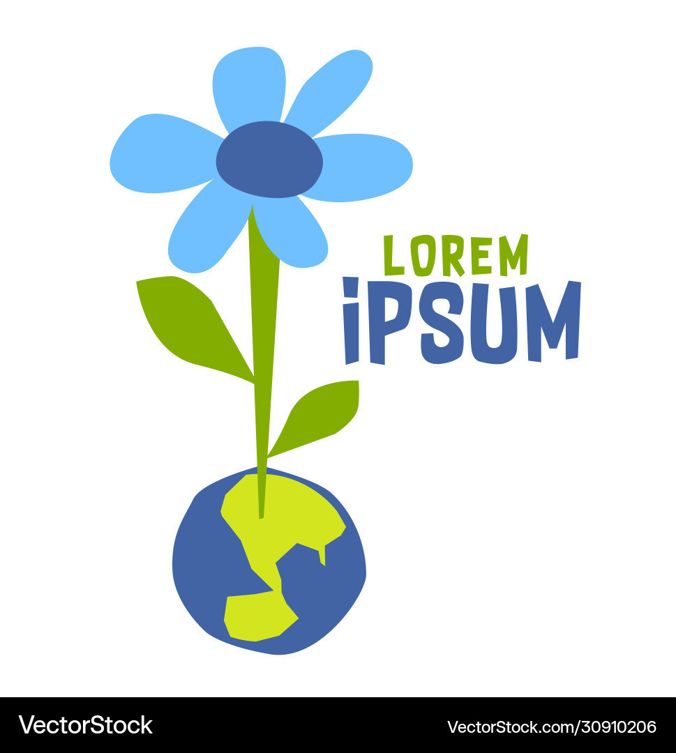 Environmental logo with planet earth and daisy Environmental logo with planet earth and daisy vector image