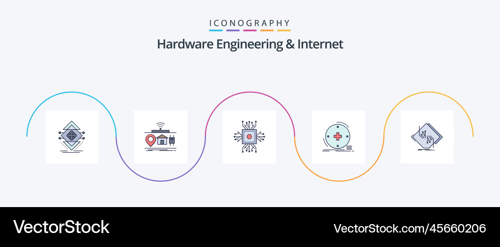 Hardware engineering and internet line filled vector image