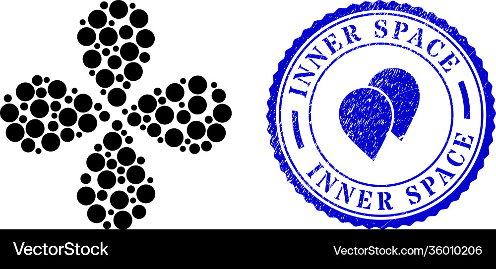 Inner space textured seal stamp and circle curl Vector Image