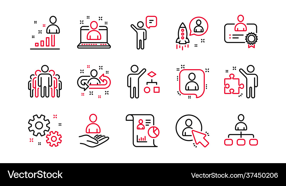 Management line icons business people algorithm Vector Image
