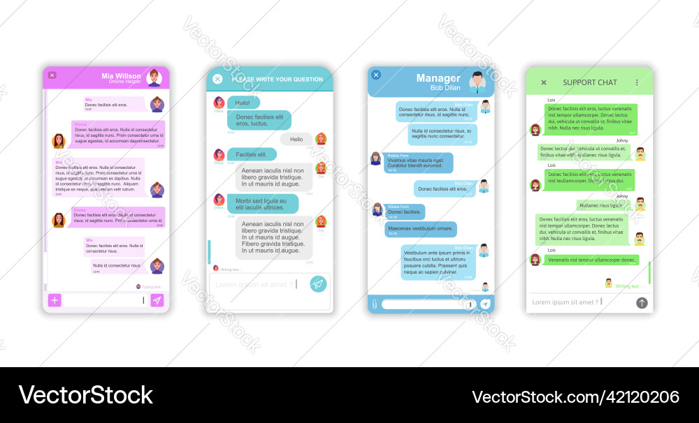 Messenger app interface chatbot chat window Vector Image