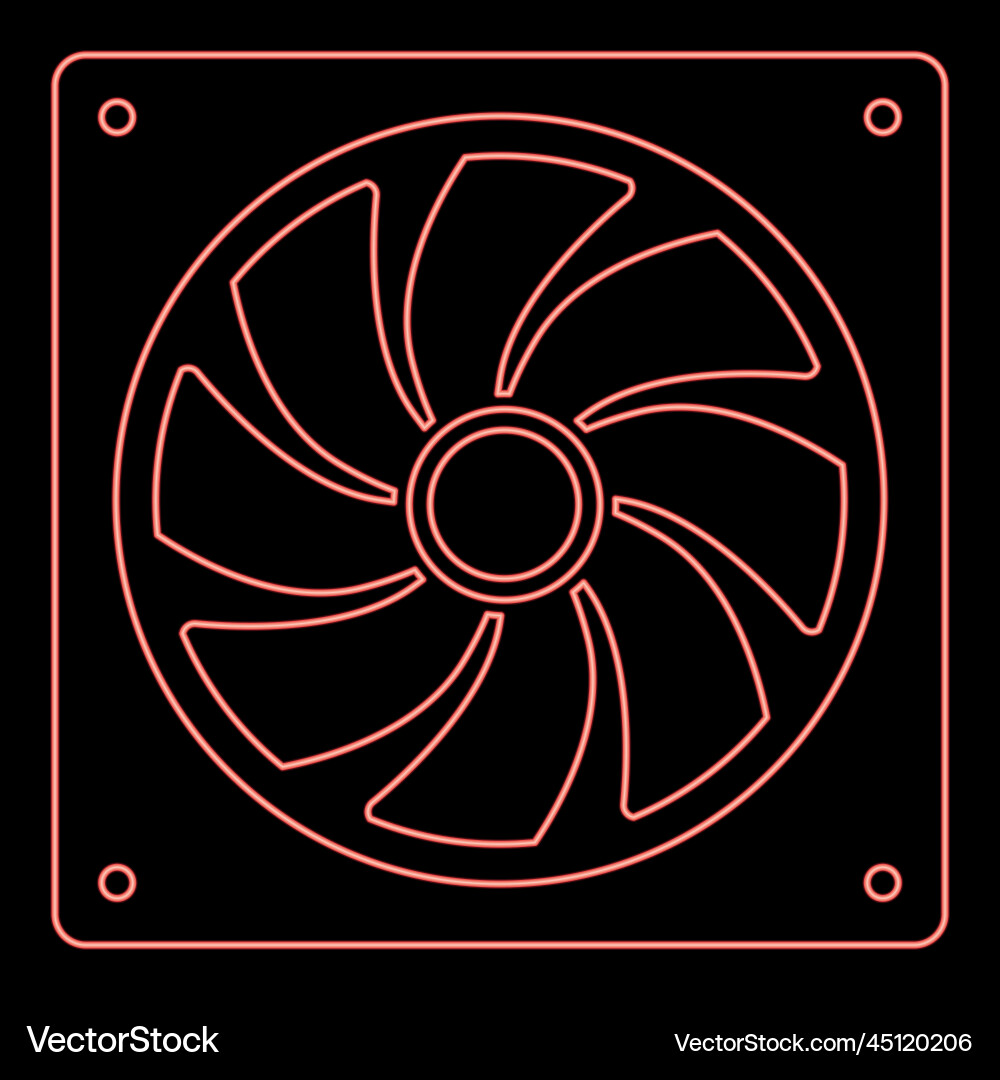 Neon fan for computer processor cooler cpu Neon fan for computer processor cooler cpu vector image