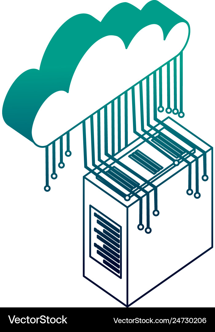 Server data center with cloud computing vector image