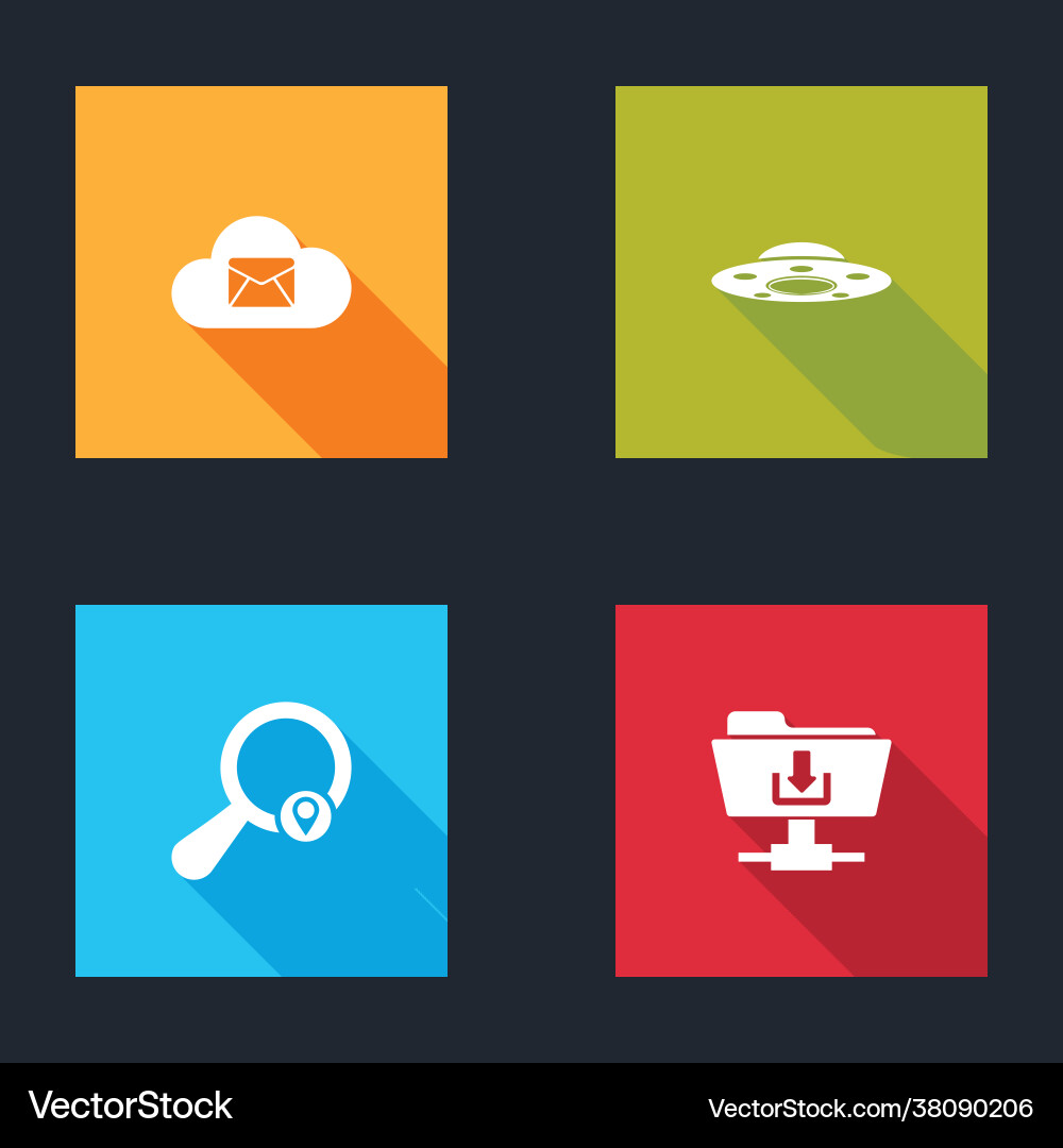Set cloud mail server ufo flying spaceship Set cloud mail server ufo flying spaceship vector image