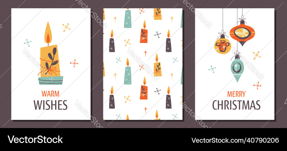 Set of minimalistic greeting cards with candle vector image