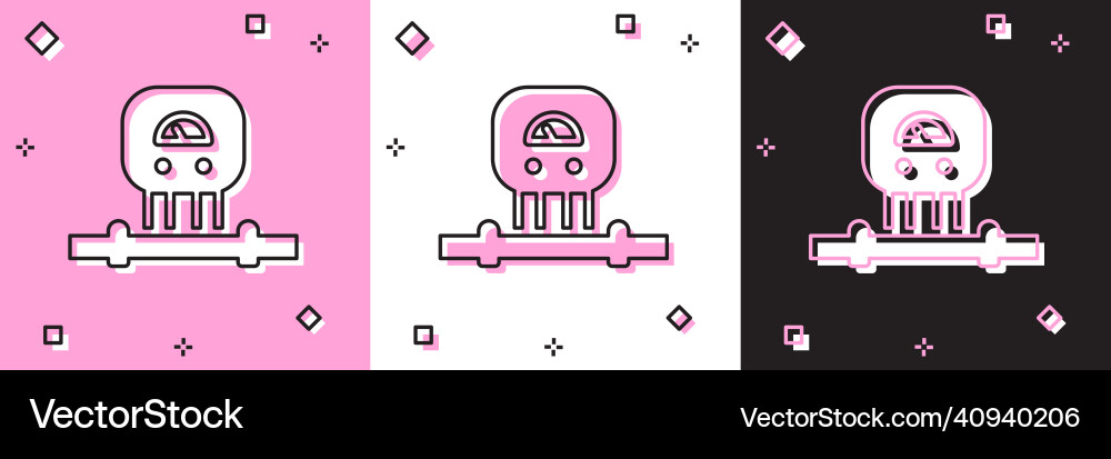 Set smart sensor system icon isolated on pink Vector Image