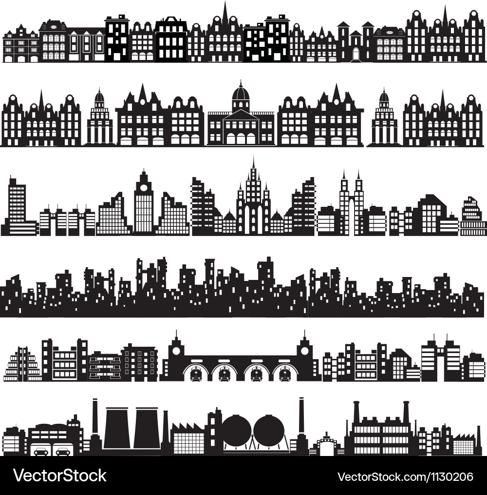 Urban Skyline Houses Vector Image