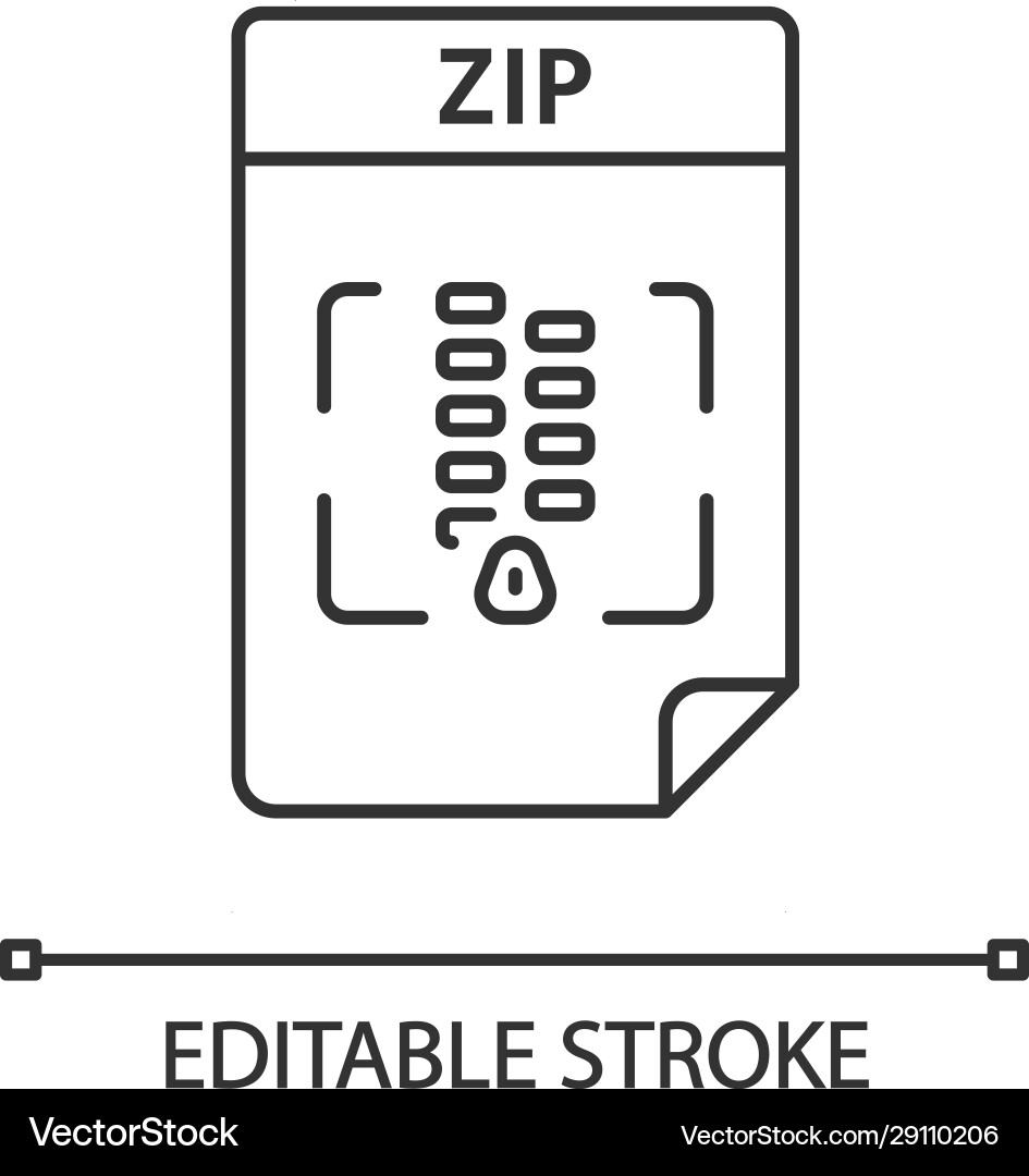 Zip file linear icon archive format thin Zip file linear icon archive format thin vector image