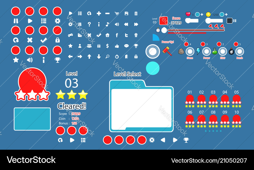 Colorful Game UI Elements vector image