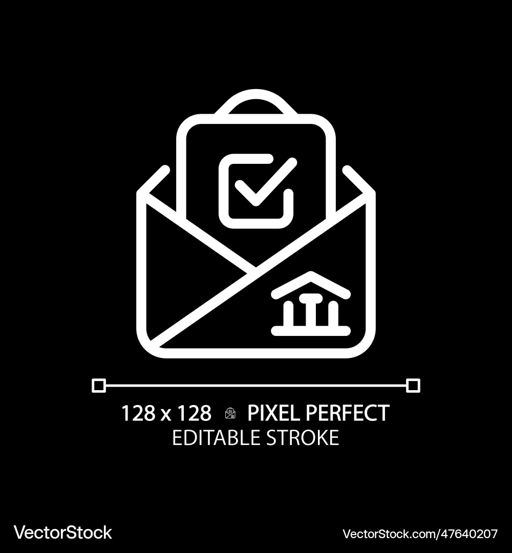 Editable white linear icon with checkmark Editable white linear icon with checkmark vector image