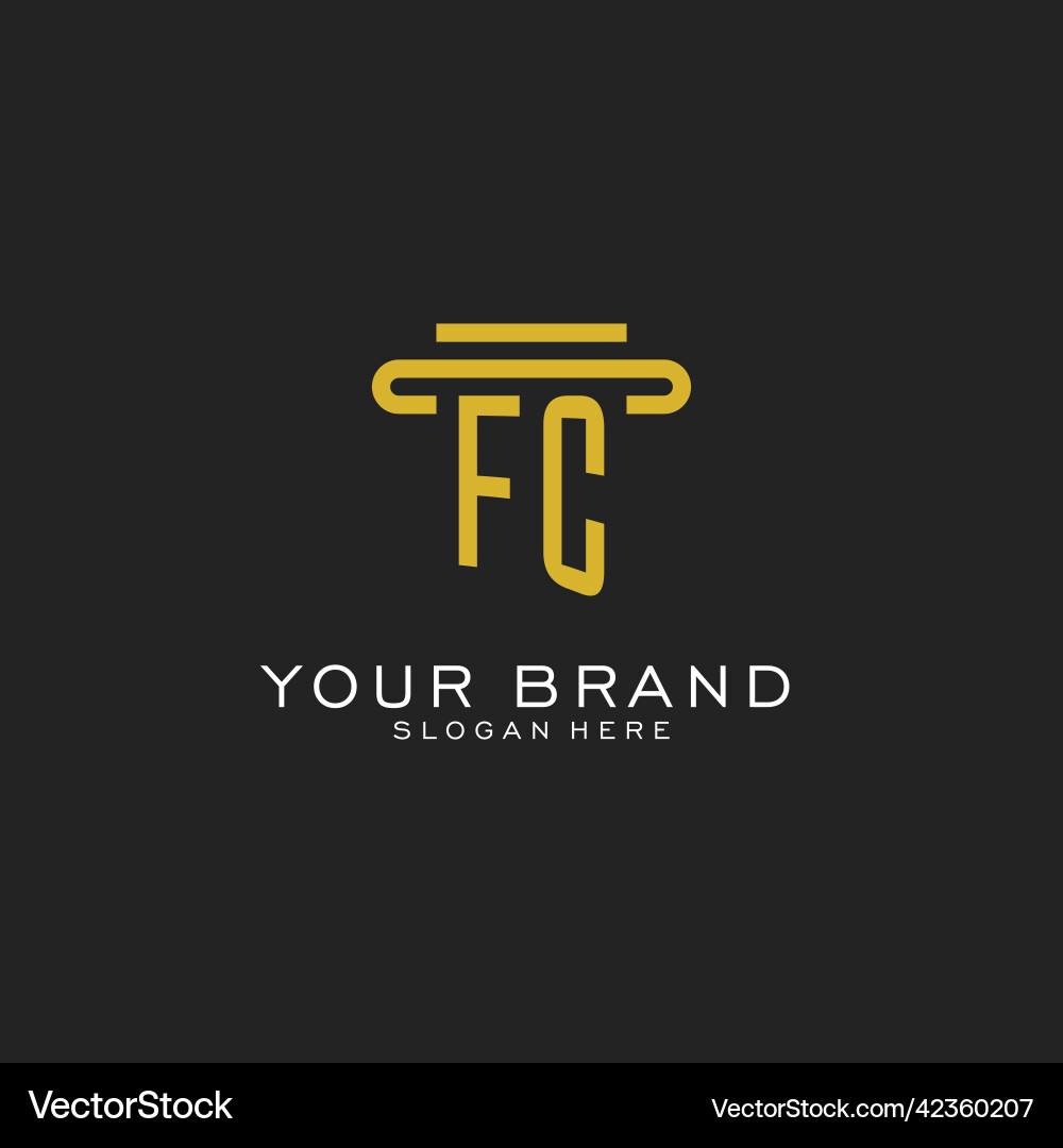 Fc initial logo with simple pillar style design Vector Image