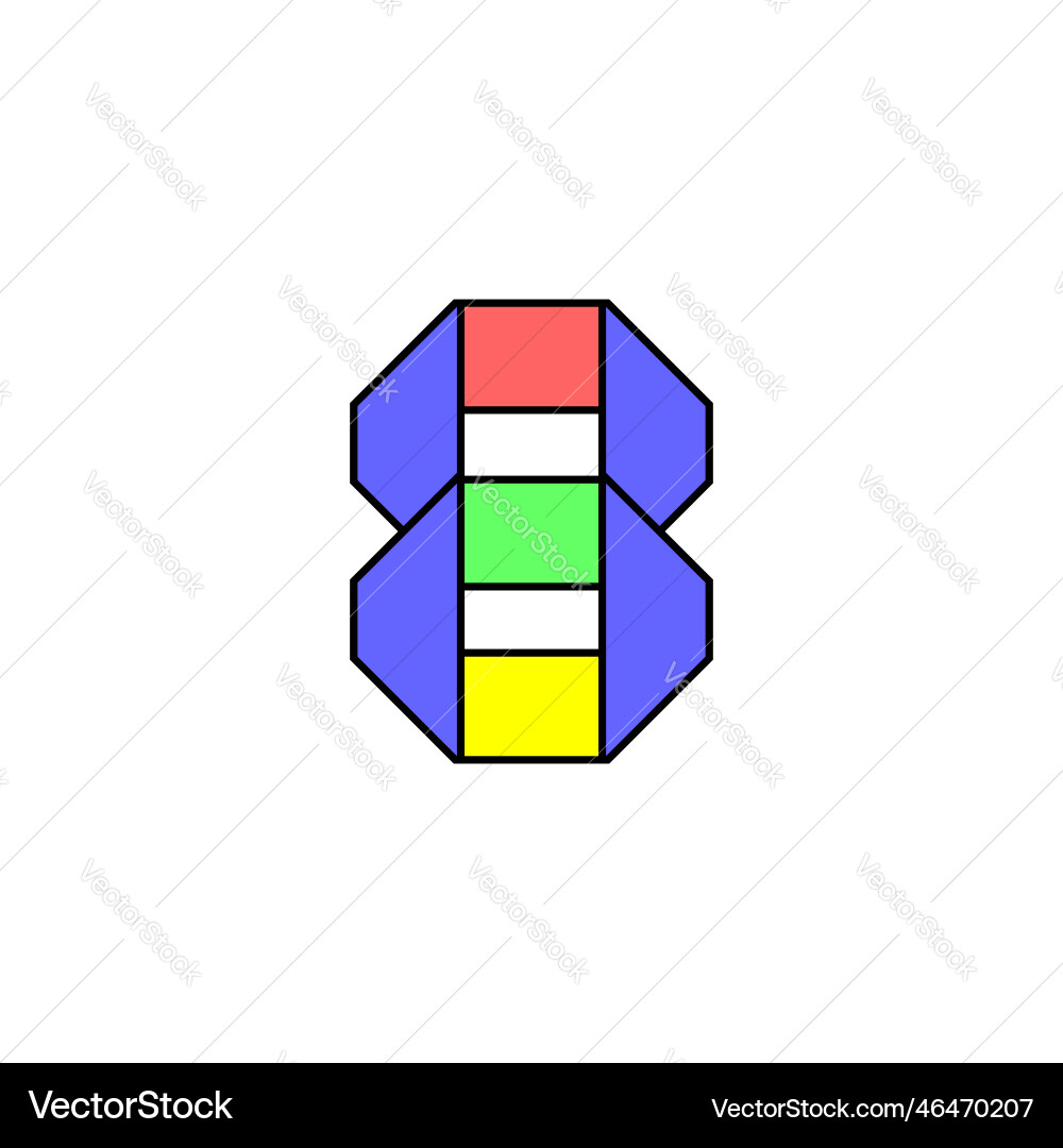 Font alphabet folded from colored paper number Vector Image