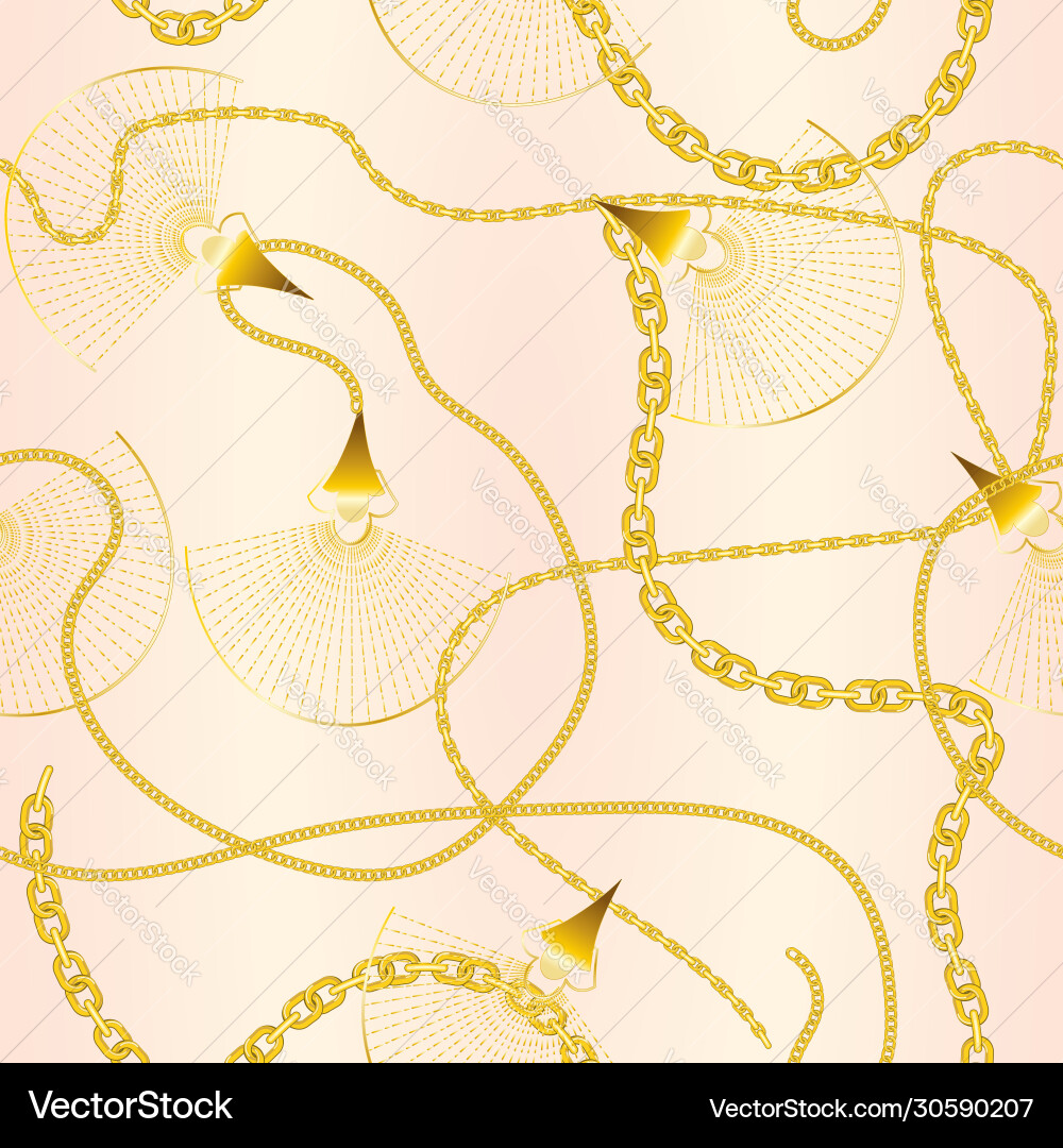 Gold chains and jewelry on a delicate beige cream Vector Image