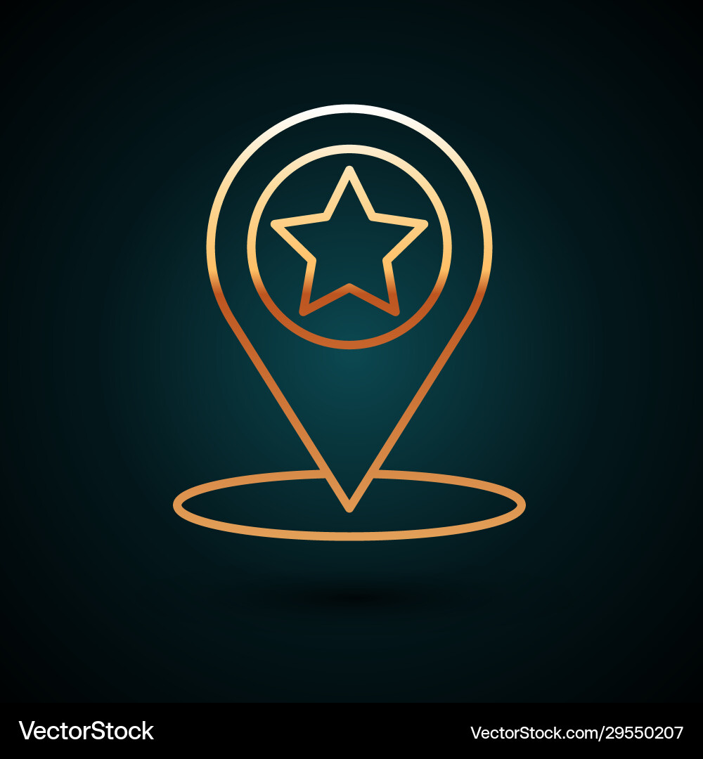 Gold line map pointer with star icon isolated Gold line map pointer with star icon isolated vector image