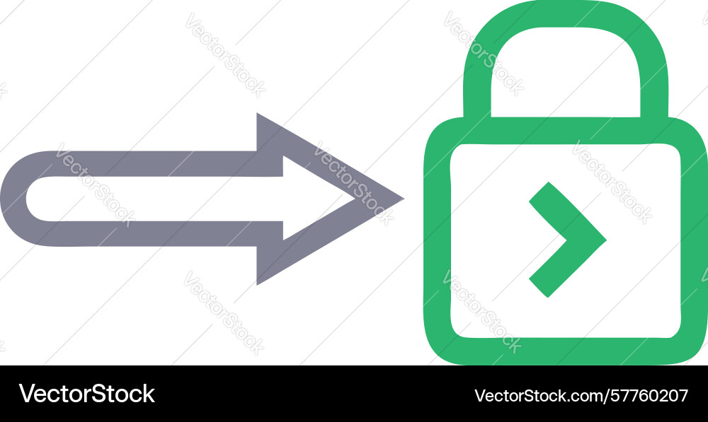 Green arrow exiting padlock for secure data vector image