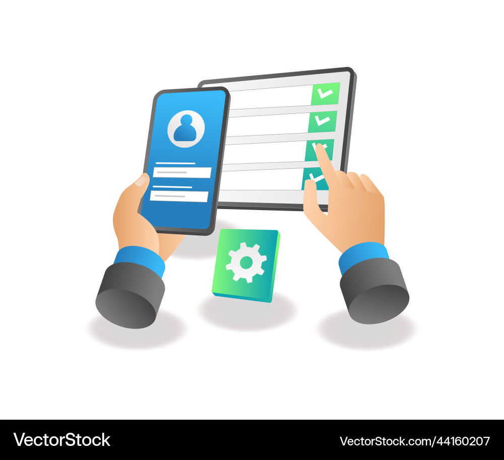 Hands Using Mobile Devices vector image