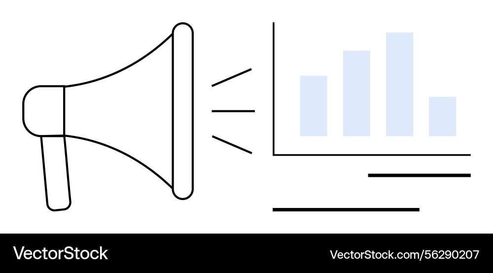 Megaphone verstärkt Dateneinsichten mit Balkendiagramm Megaphone verstärkt Dateneinsichten mit Balkendiagramm vektorbild