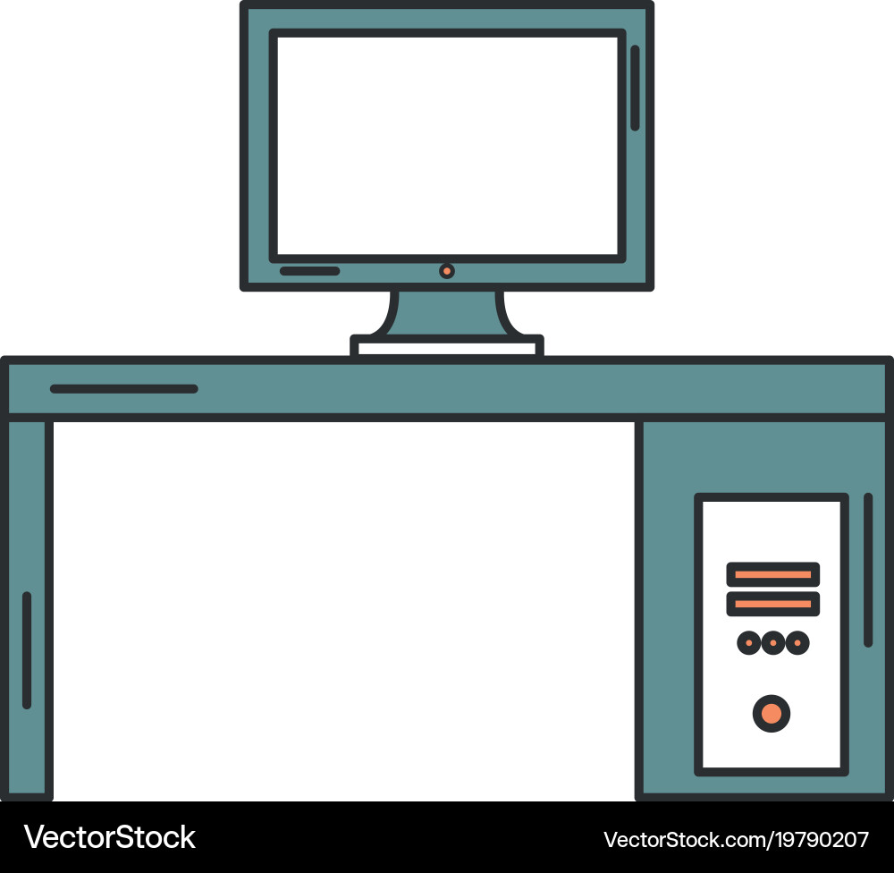 Monitor computer in desk Vector Image
