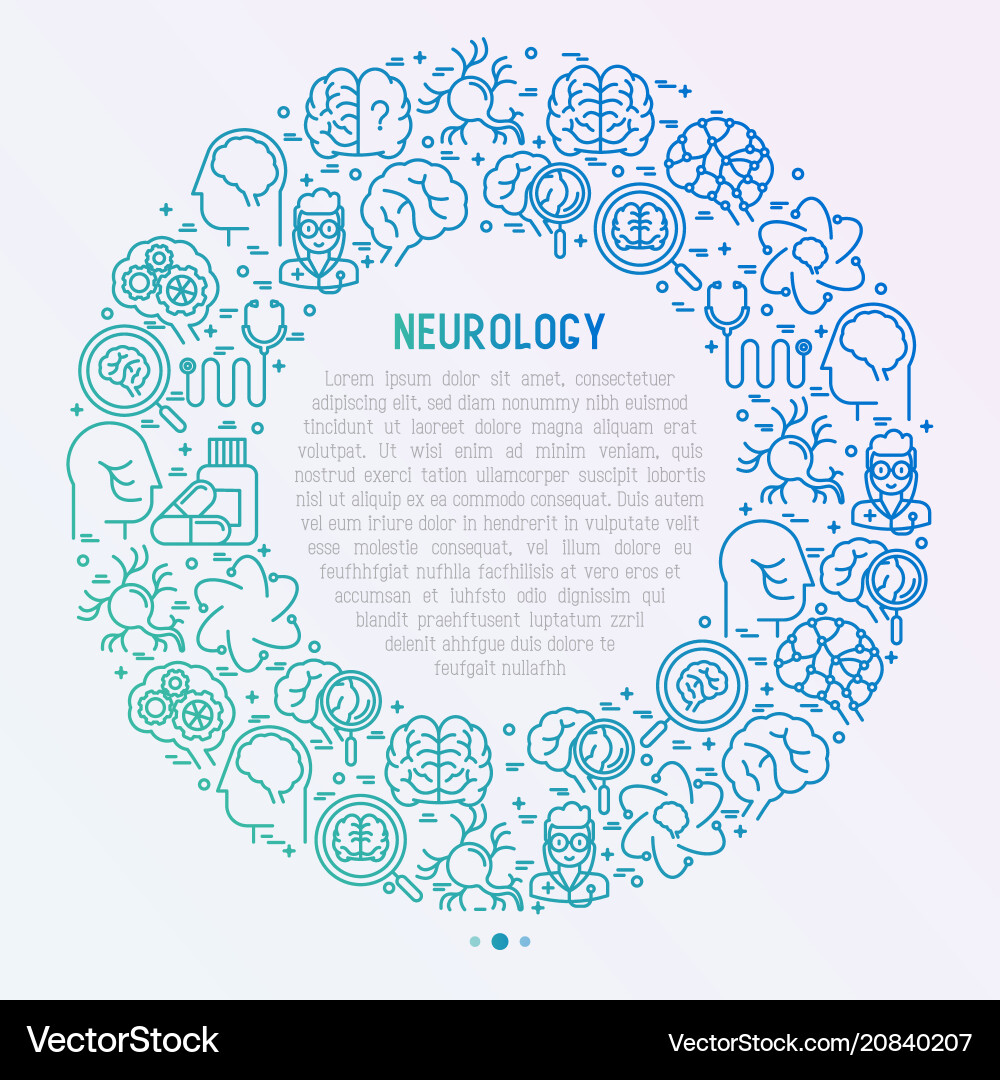 Neurology concept in circle with thin line icons Neurology concept in circle with thin line icons Vector Image