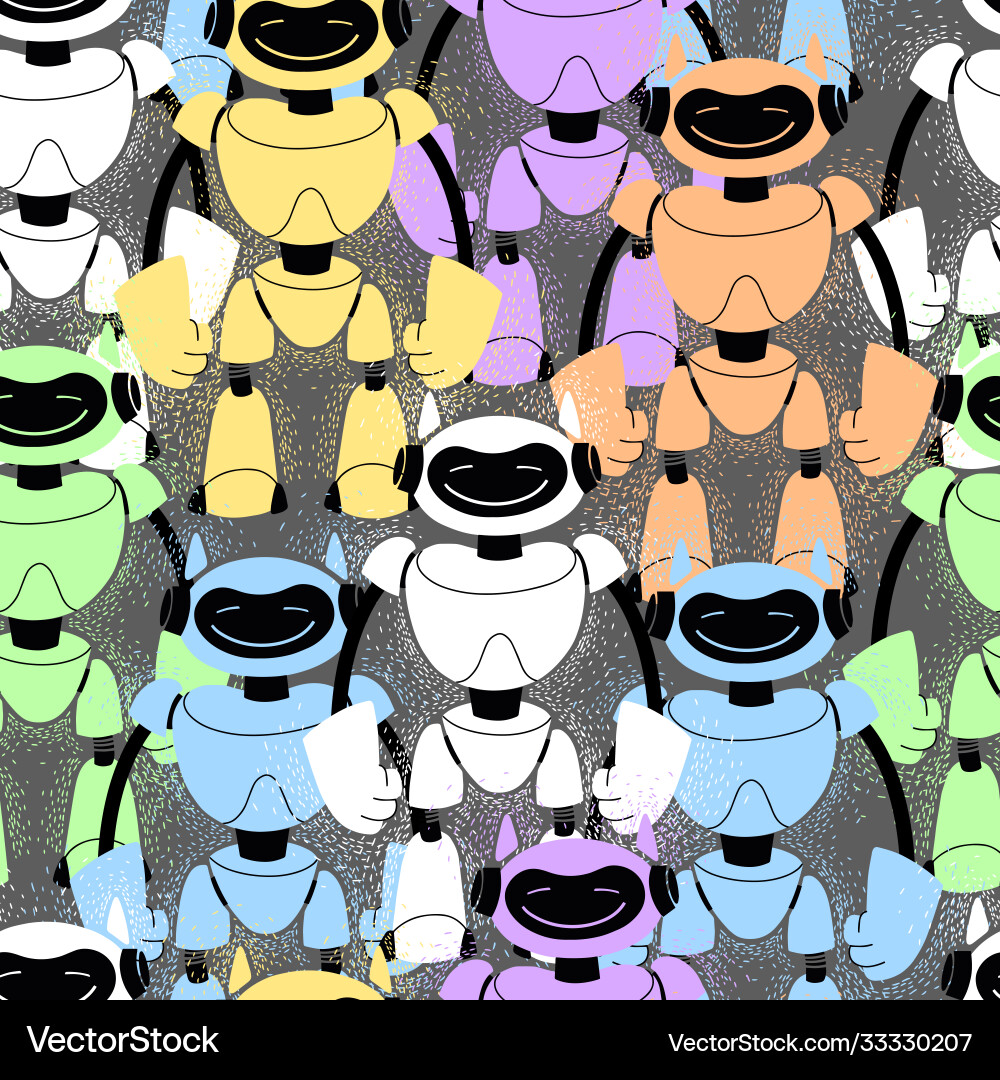 Set cute colored robots seamless pattern Set cute colored robots seamless pattern vector image