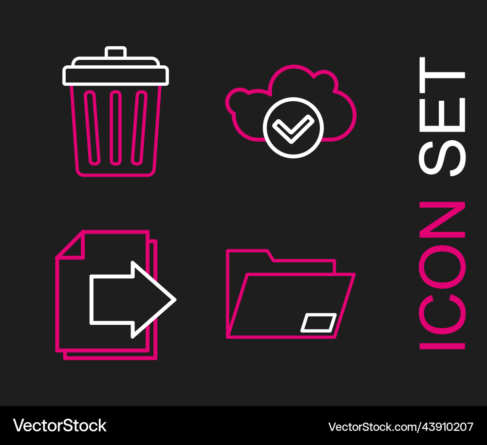 Set line document folder next page arrow cloud Set line document folder next page arrow cloud vector image
