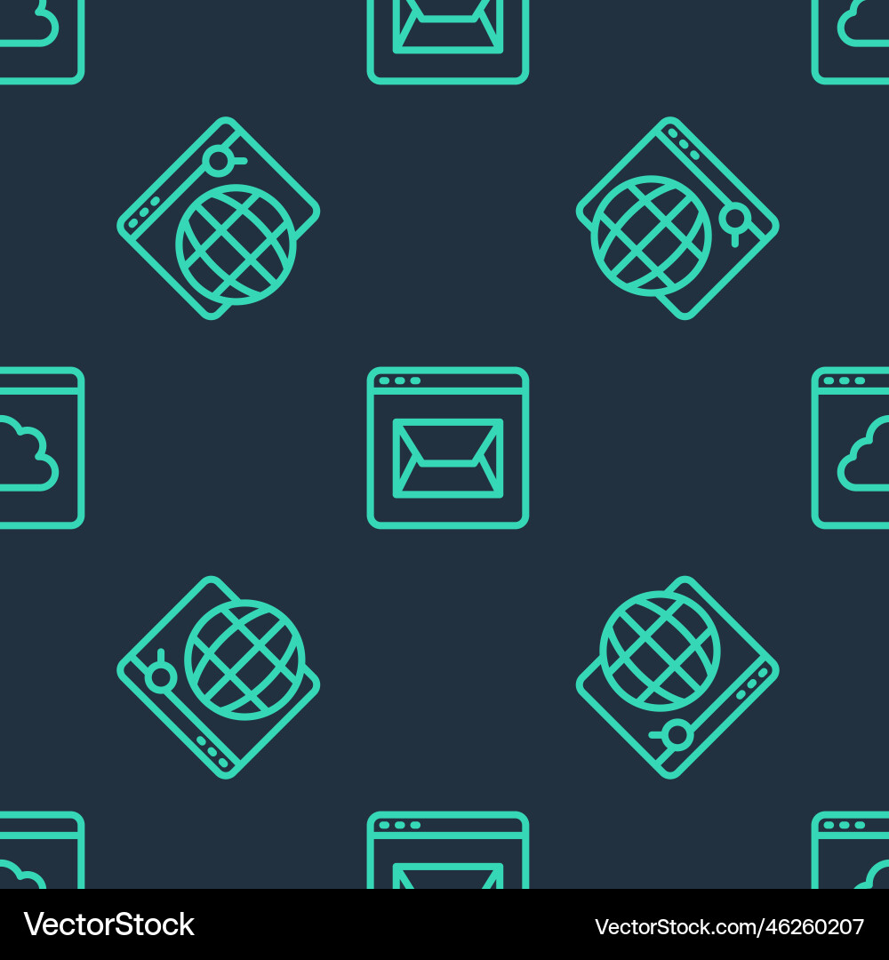 Set line website and mail search engine cloud Set line website and mail search engine cloud vector image