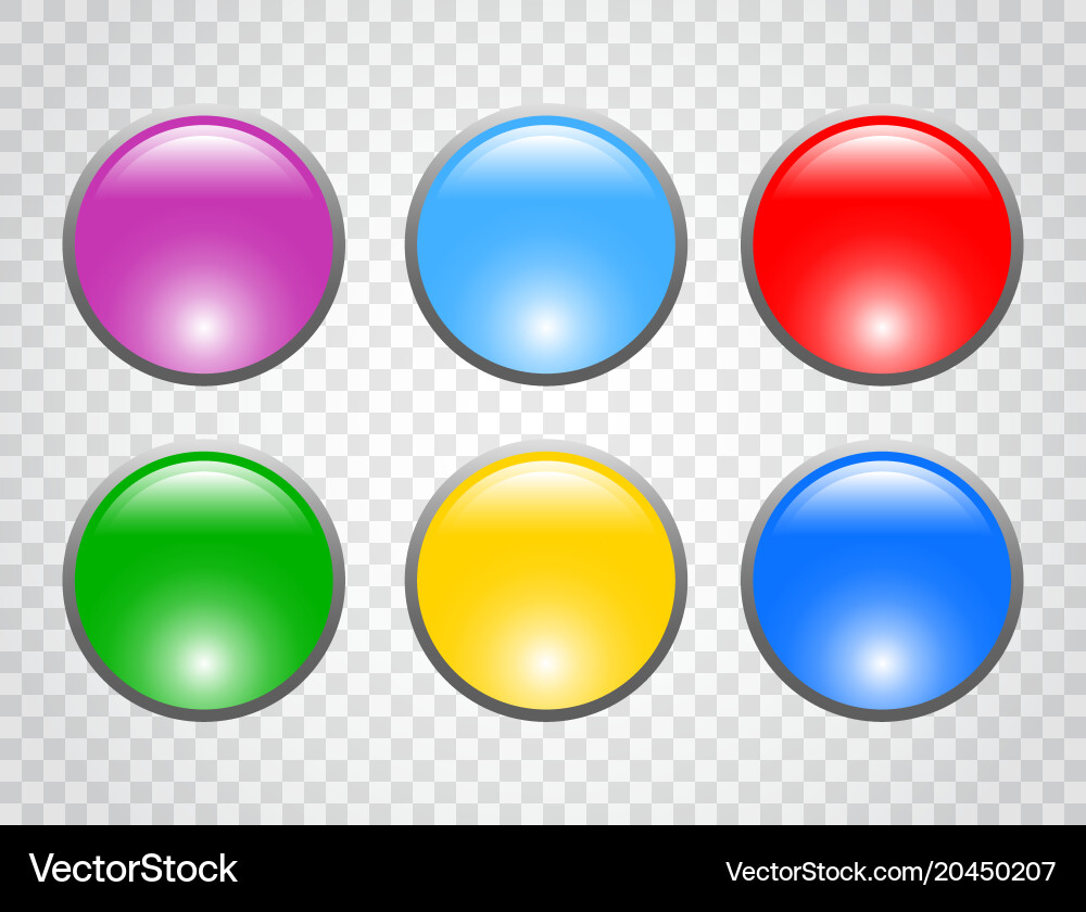 Set of color round buttons on transparent Vector Image