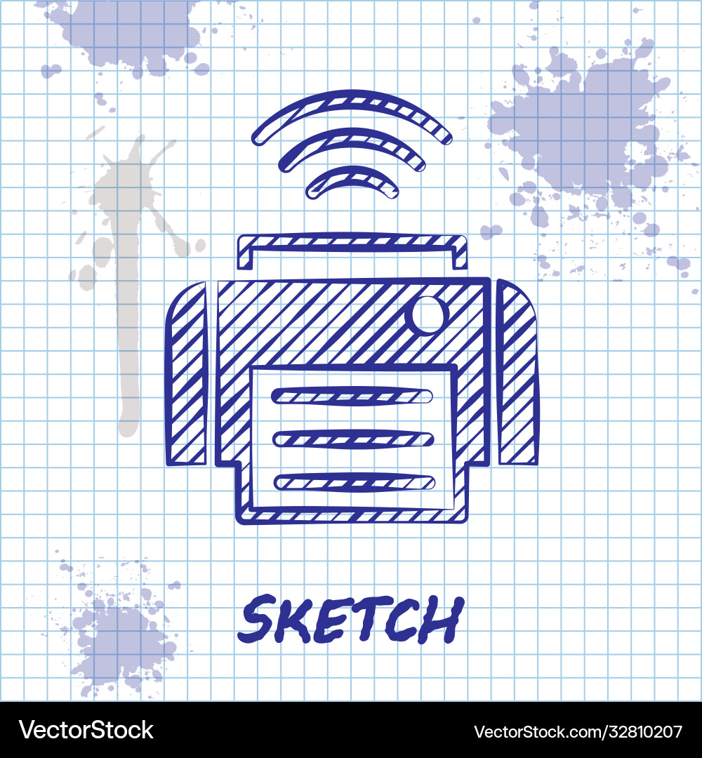 Sketch line smart printer system icon isolated Sketch line smart printer system icon isolated vector image