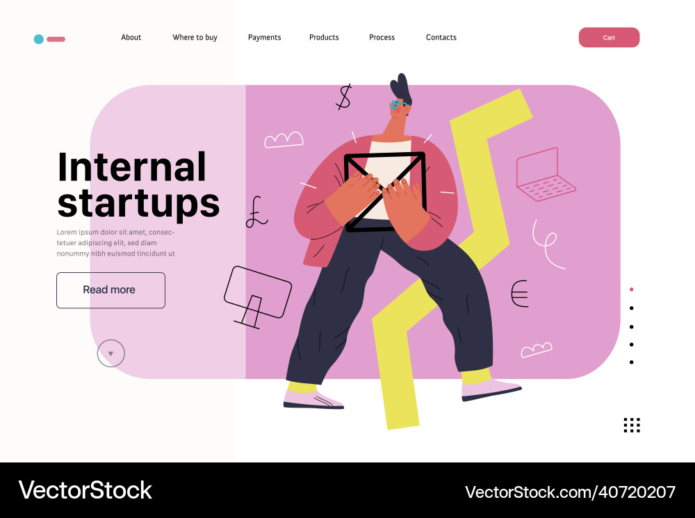 Startup website landing template Startup website landing template vector image