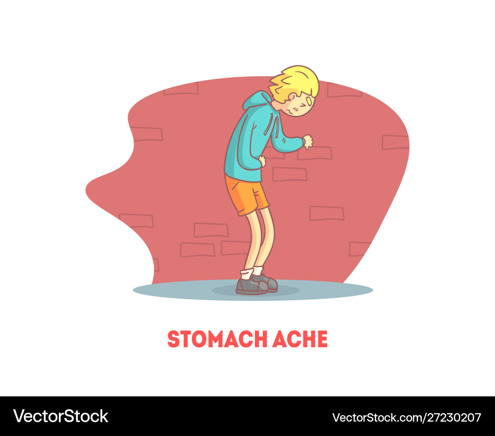 Stomach ache banner template boy suffering from Vector Image